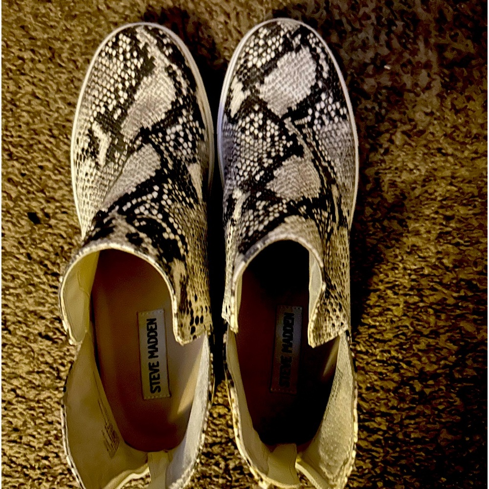 Snakeskin boots brand new worn once, too tight for me looking for a loving home